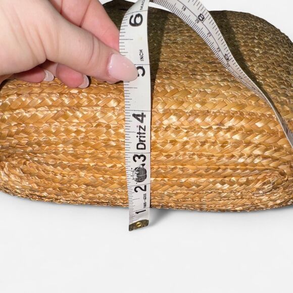 Tan Woven Straw Beach Bag Tote with Pink Flamingo Interior Lining - Picture 7 of 7